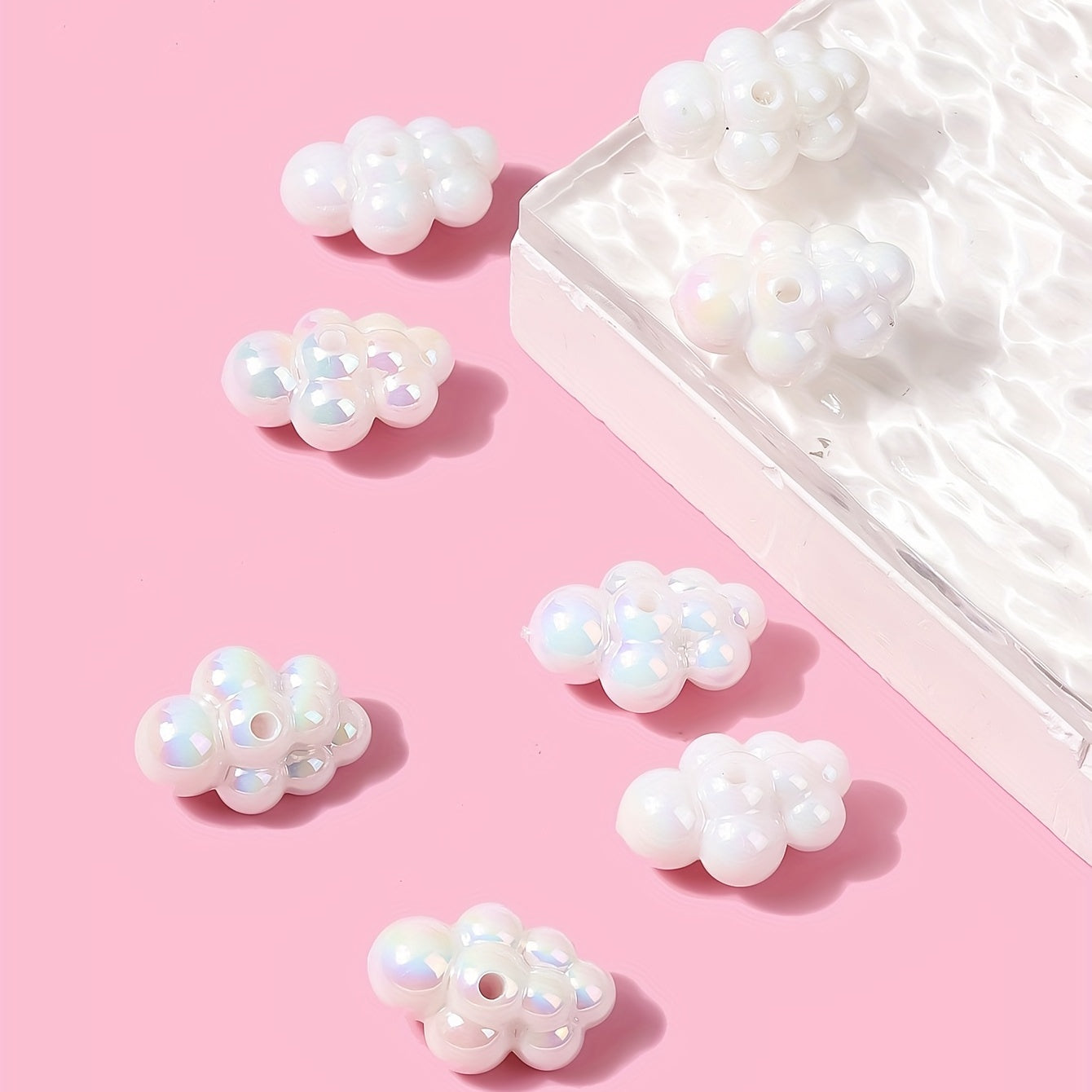 8pcs Beaded Cloud Straight Hole DIY Loose Beads Accessories