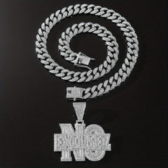 Hip hop Diamond Letter Pendant Necklace Men's Cuban Chain