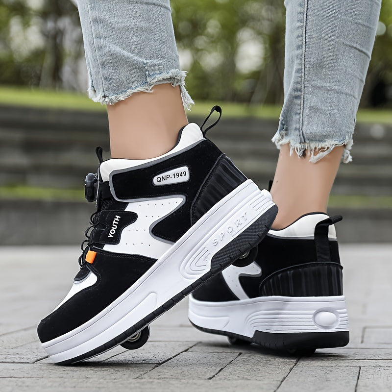 Girl's Rotating Buckle Roller Shoes For Kids
