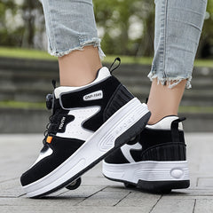 Girl's Rotating Buckle Roller Shoes For Kids