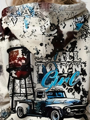 Small Town Girl Tie Dye Hoodie Girls Hooded Pullover Spring Fall Gift 4-14y