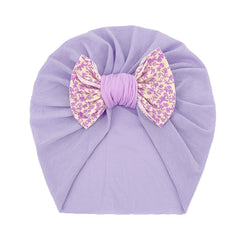 Newborn Infant Flowers Graphic Bow Decor Turban Hat Cap
