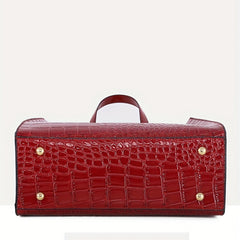 Crocodile Embossed Handbag With Pouch Large Tote Bag PU Leather Crossbody Bag