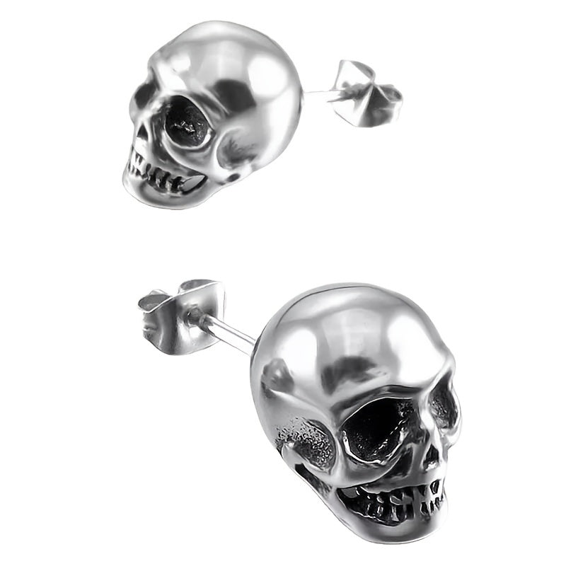 Explosive Gothic Skull Head Stud Earrings