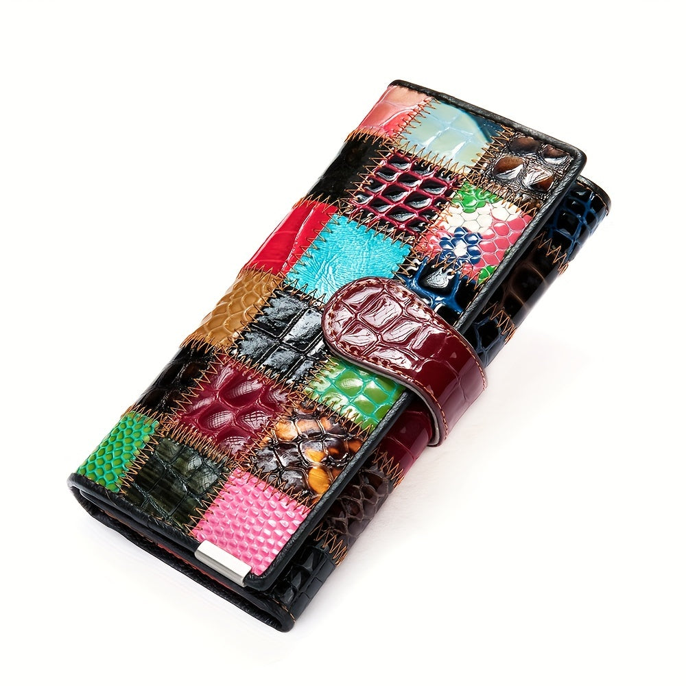 Colorblock Leather Credit Card Holder Coin Purse Clutch Wallet