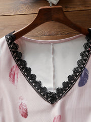  Colorblock Feather Print V-Neck Tank Top