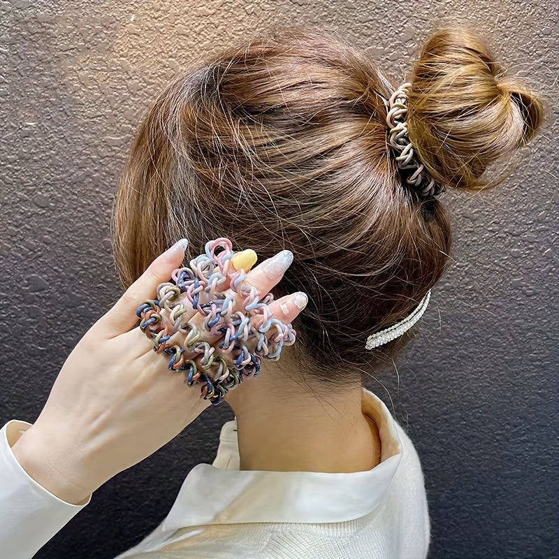 5PCS Braided Elastic Spiral Hair Rings Headwear Random Mixing