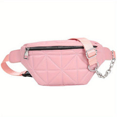 Casual Quilted Crossbody Bag Chain Decor Waist Chest Bag