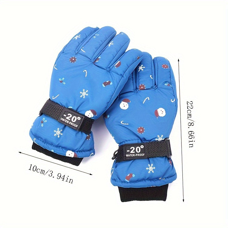 Kids Waterproof Ski Gloves for Cold Weather, Ages 6-10