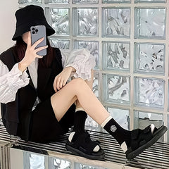 5 Pairs Floral Print Socks Comfy & Breathable Women's Mid Tube Stockings