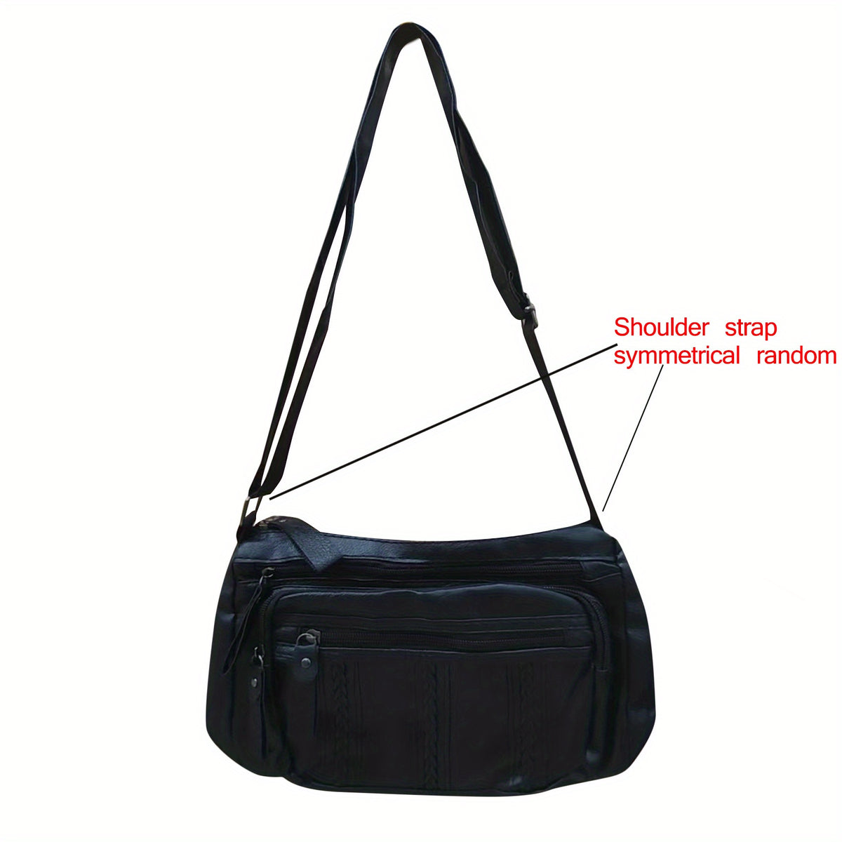 Braided Detail Crossbody Bag PU Shoulder Bag Casual Pocket Purses