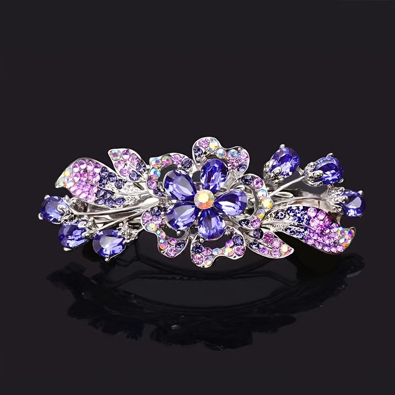 Vintage Flower Hair Clip Barrette Rhinestone Hairpin Headwear