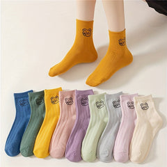10 Pairs Cute Bear Print Socks for Women