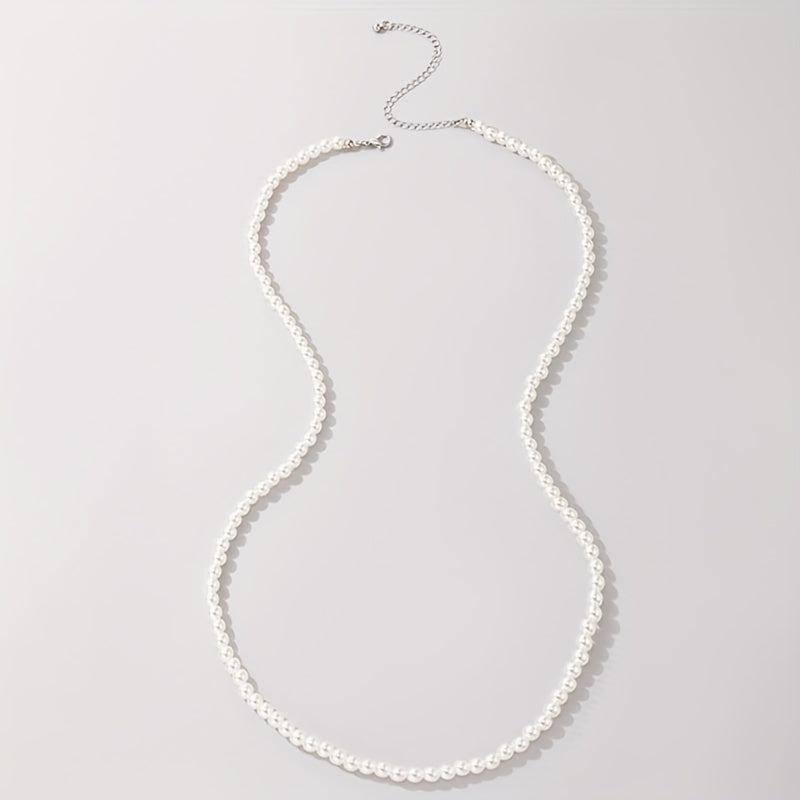 Faux Pearl Waist Metal Waistband Chain Belt for Women