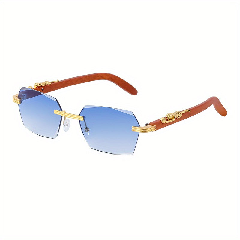 Men's Rimless Leopard Driving Sunglasses UV Protection