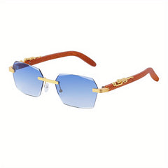 Men's Rimless Leopard Driving Sunglasses UV Protection