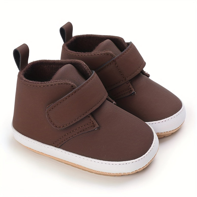Baby Boys Solid Sneakers with Hook and Loop Fastener Lightweight Anti Slip Shoes