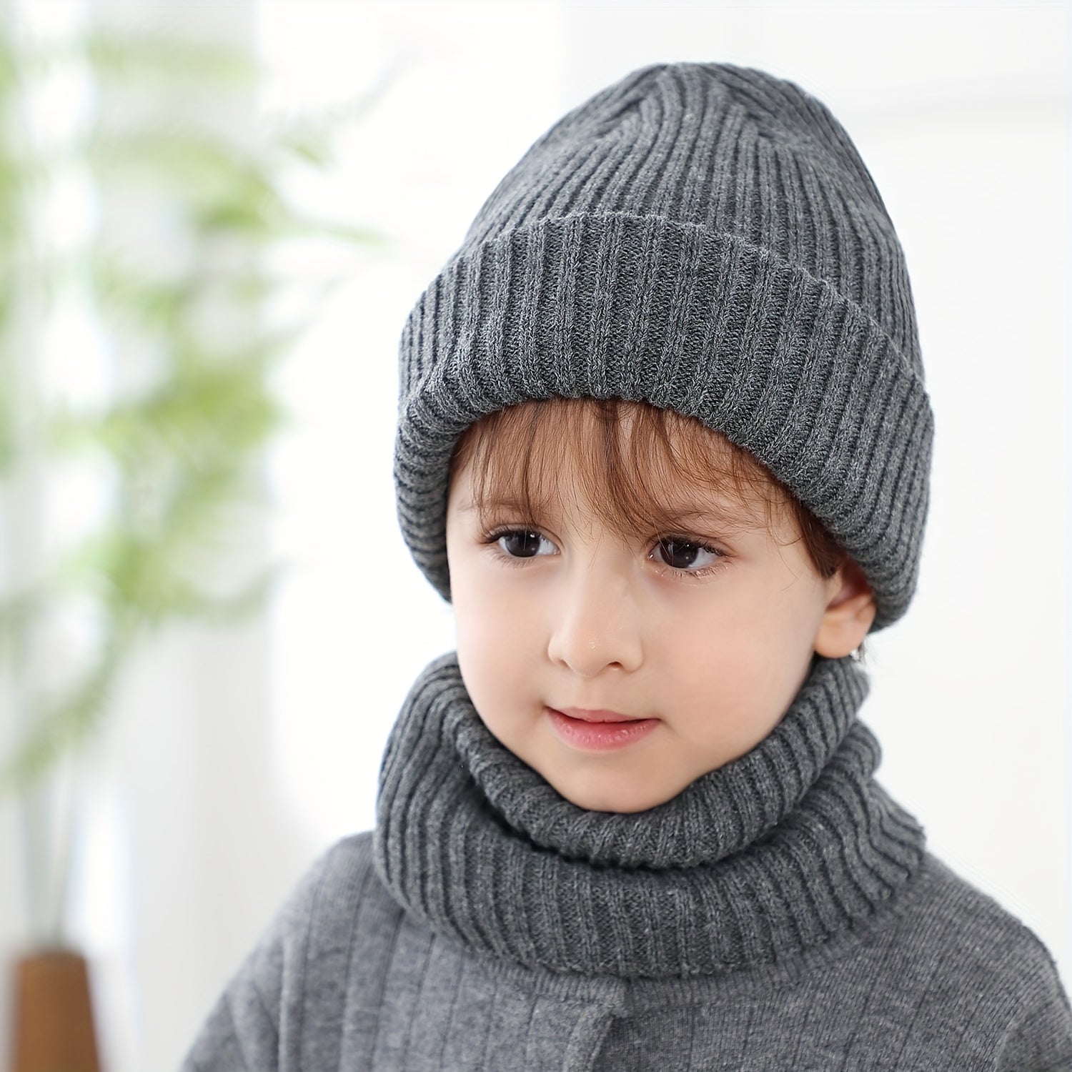 2pcs Woolen Knit Beanie Hat Scarf Set