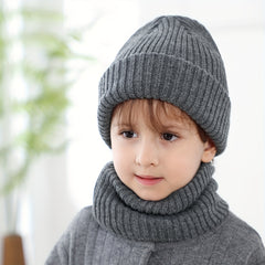 2pcs Woolen Knit Beanie Hat Scarf Set