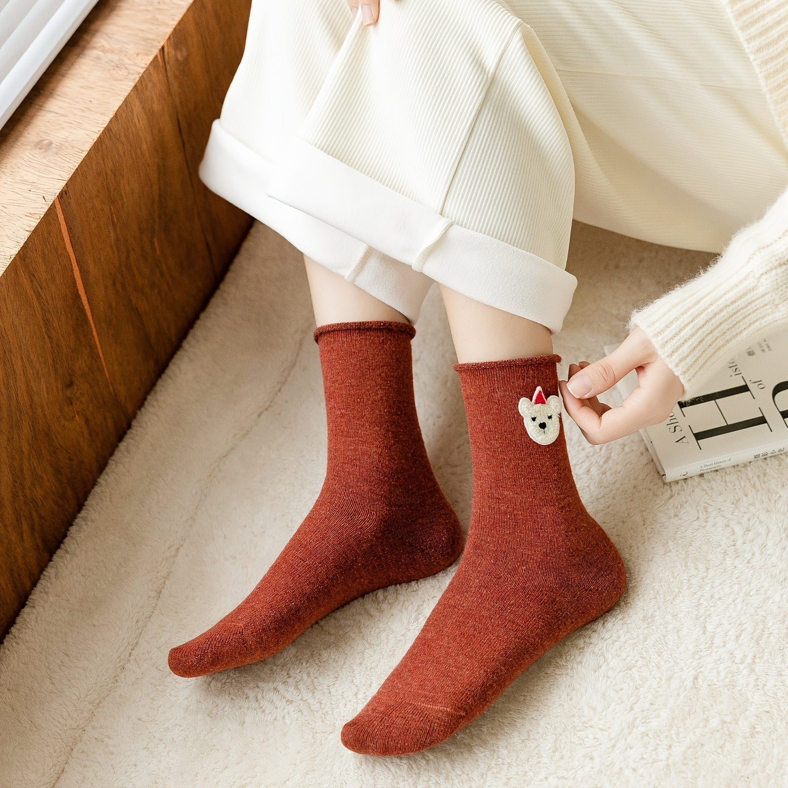 Animal Pattern Floor Socks Cozy Warm Mid Tube Socks Women's Stockings