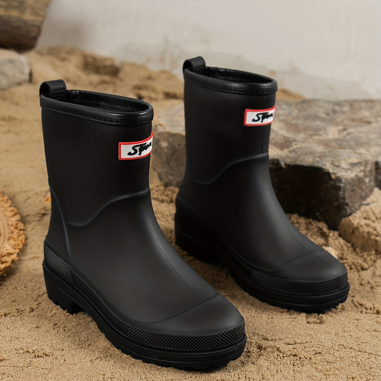 Women's Waterproof Non slip Medium Top Rain Boots Comfortable Solid Outdoor Rain
