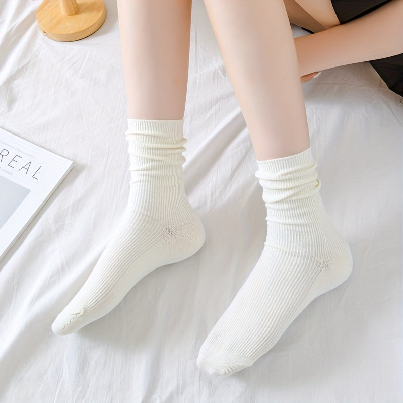 4 Pairs Solid Socks Comfy & Breathable Women's Stockings