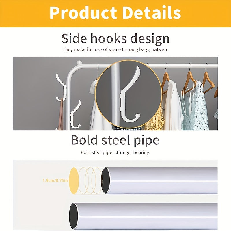 Folding Indoor Clothes Rack Bedroom Balcony Hanging Rod