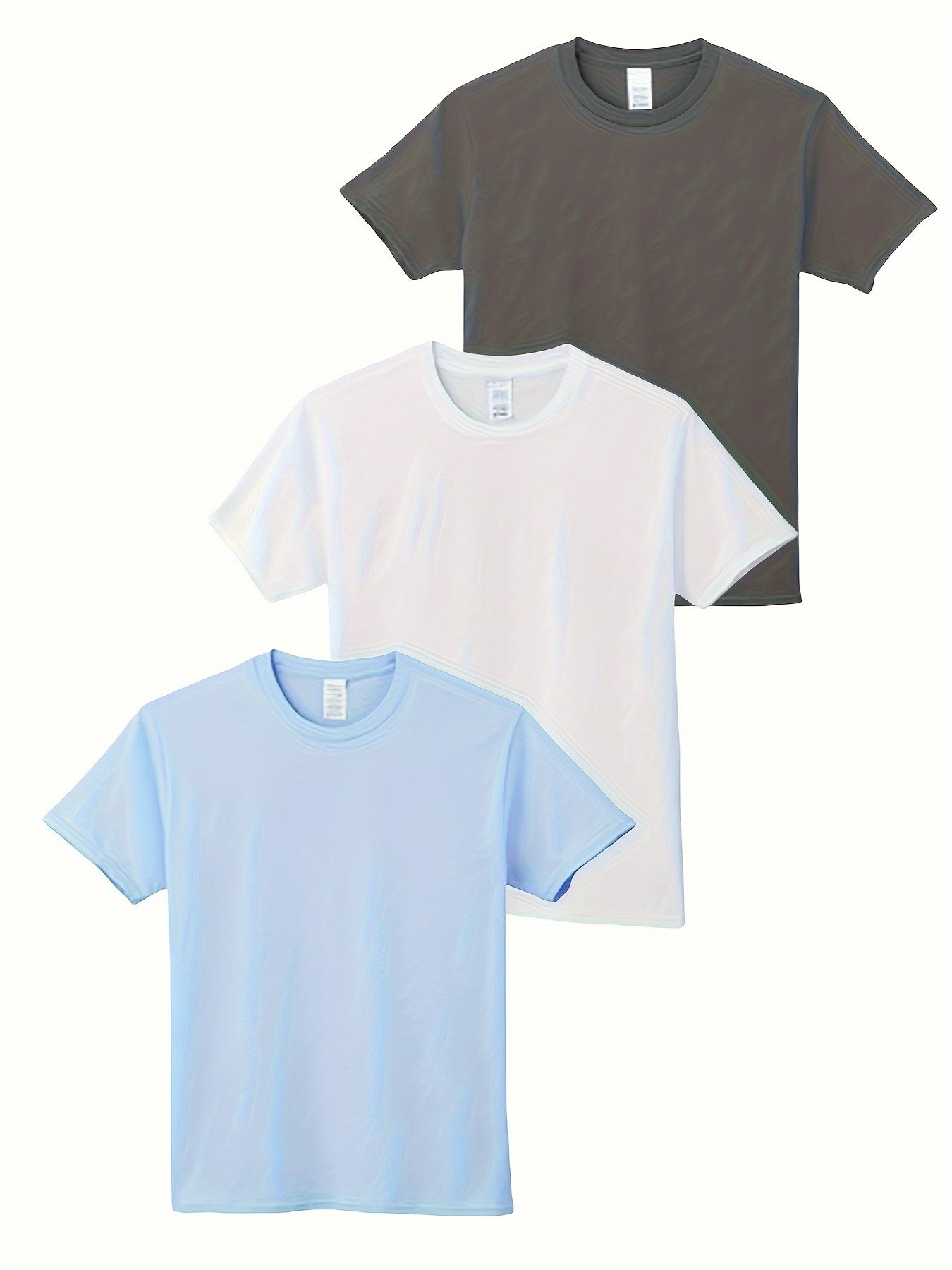 3pcs Women's Solid Round Neck Sports T-shirt