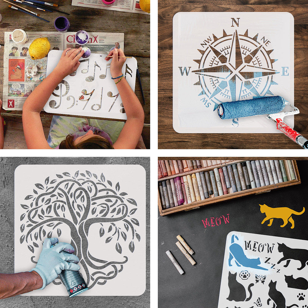 Set of 9 Horse Stencils for Drawing/Painting 150X150Mm