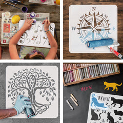 Set of 9 Horse Stencils for Drawing/Painting 150X150Mm