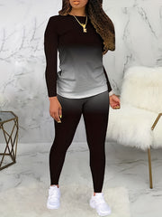 Women's Plus Ombre Print Top & Pants Set