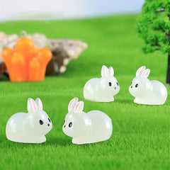 5pcs The Luminous Fat Rabbit Resin Craft Micro landscape Ornament