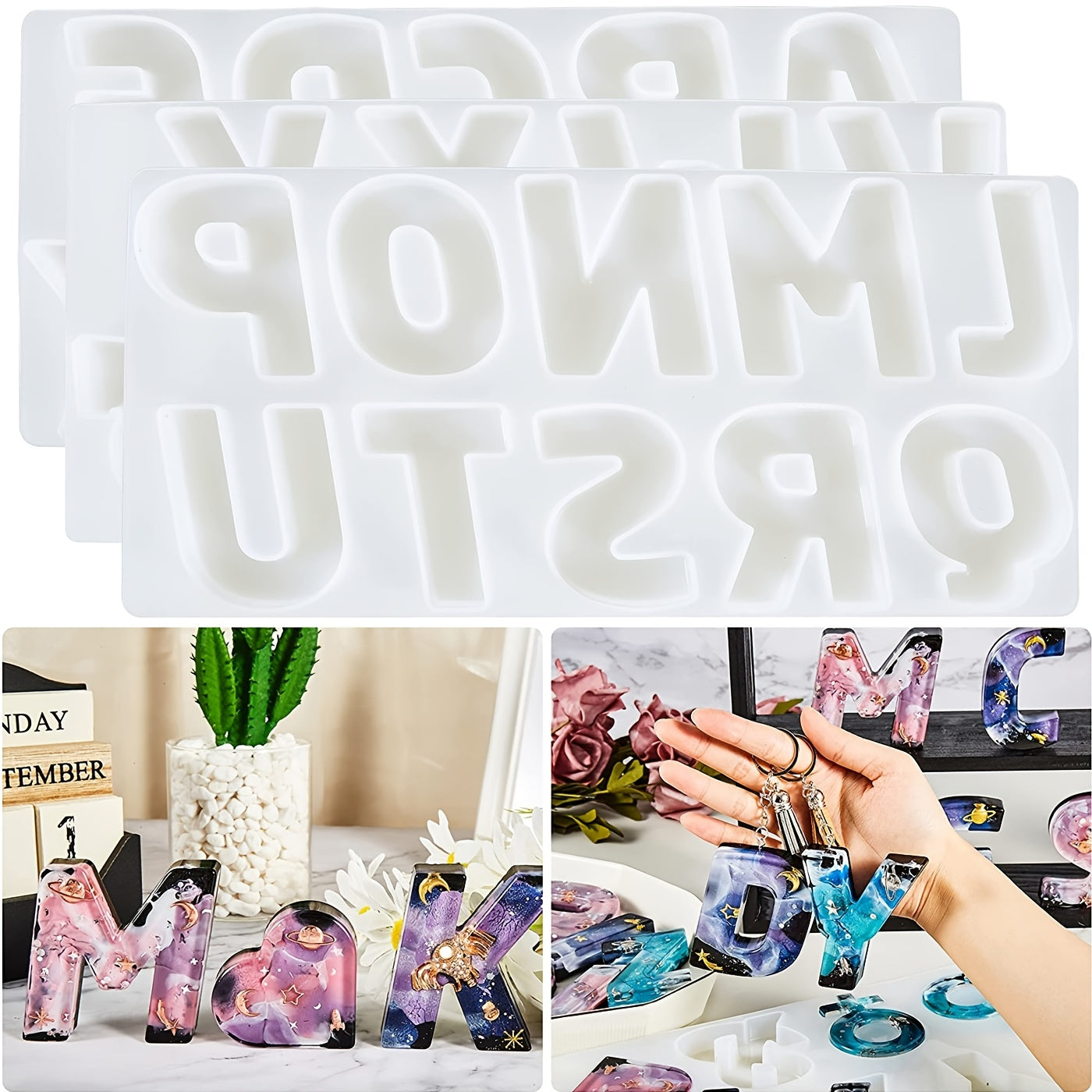 Large Reversed Alphabet Resin Molds Silicone Mold Set