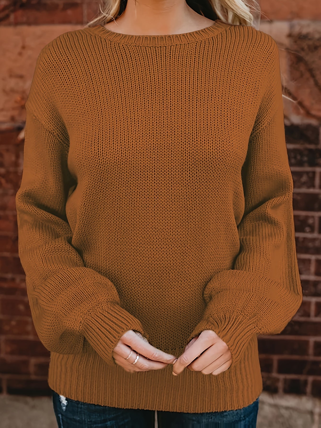  Solid Color Sweater with Knot Back Detail