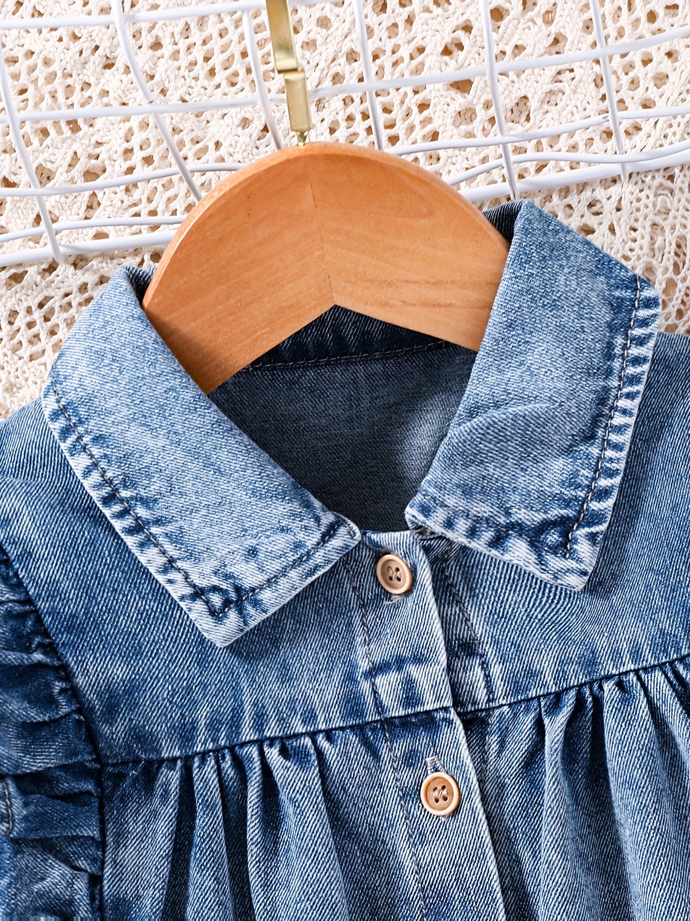 Girls Ruffle Trim Denim Jacket Top for Street Going Out