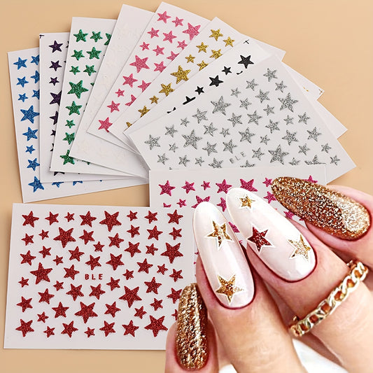 Sparkly Star Nail Art Stickers Self Adhesive Easy to Apply Long Lasting
