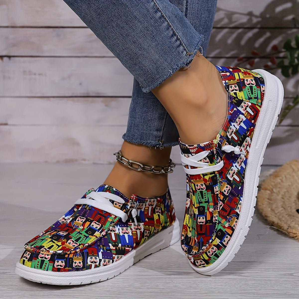Nutcracker Cartoon Pattern Outdoor Skateboarding Shoes
