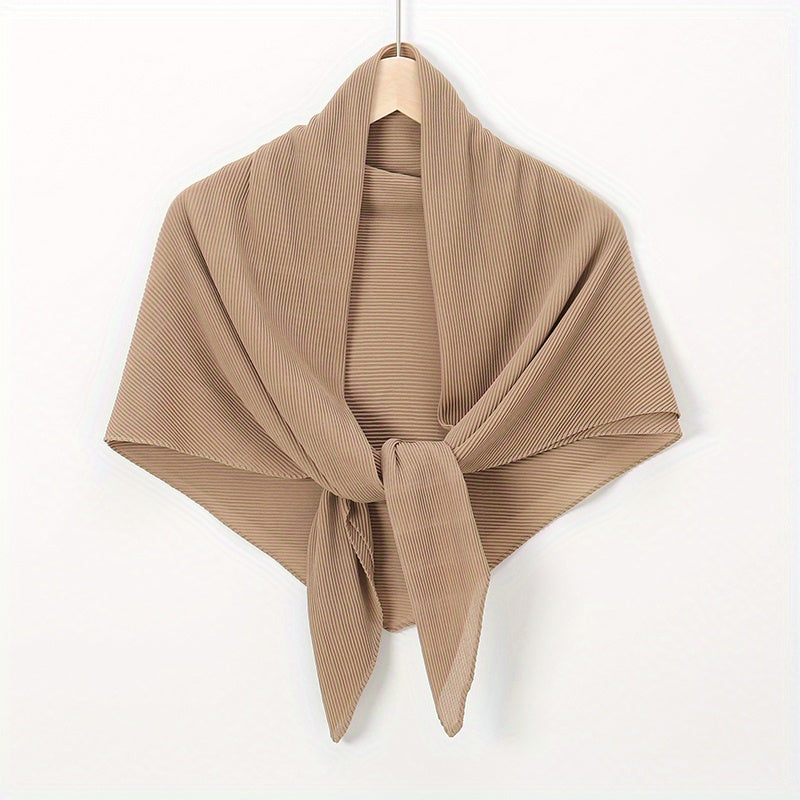 Solid Chiffon Scarf Pleated Hijab Shawl Head Wrap Scarves