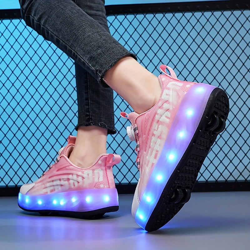 Girl's LED Roller Shoes Reflective Wheel Skate Sneakers