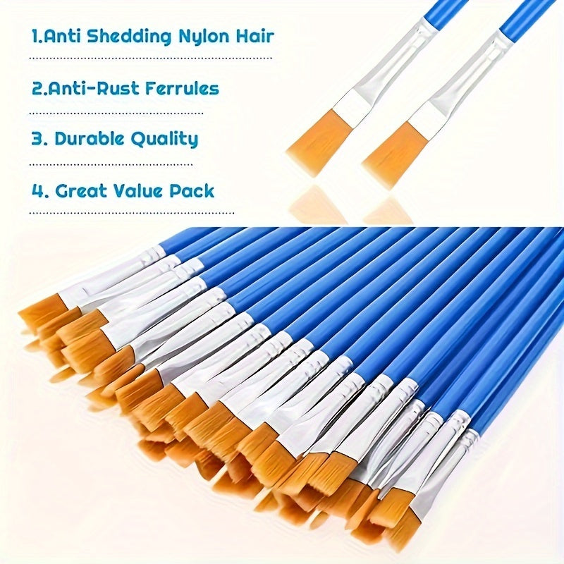 20-Piece Nylon Artist Brushes Set for Acrylic & Watercolor with Wooden Handles