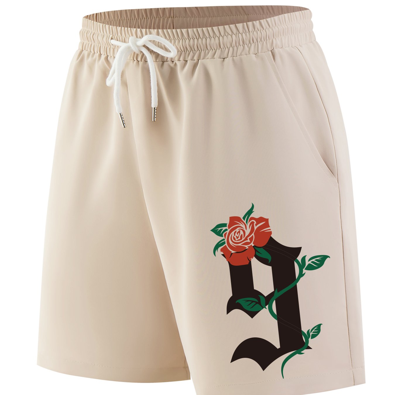 Rose Pattern #9 Print Comfy Shorts Men's Casual Waist Drawstring Shorts