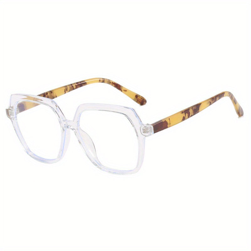 Geometric Clear Lens Glasses Block Spectacles Frame for Women Girls
