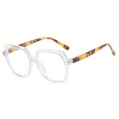 Geometric Clear Lens Glasses Block Spectacles Frame for Women Girls