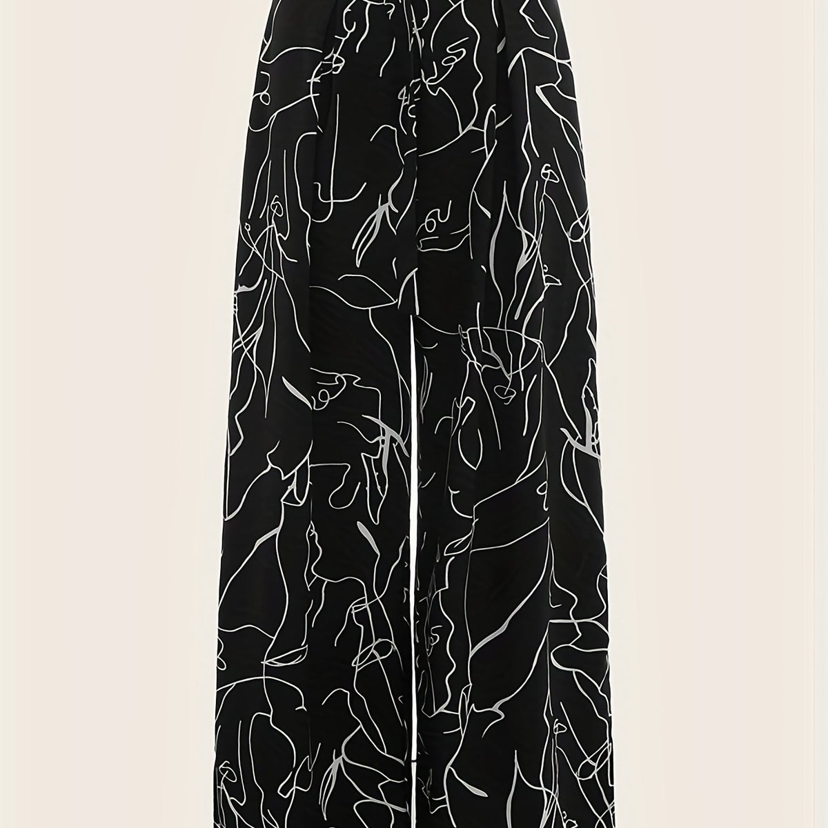 Abstract Print Wide Leg Pants Casual High Waist Loose Pants