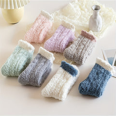 7 Pairs Colorblock Fuzzy Socks Comfy & Warm Thickened Floor Socks