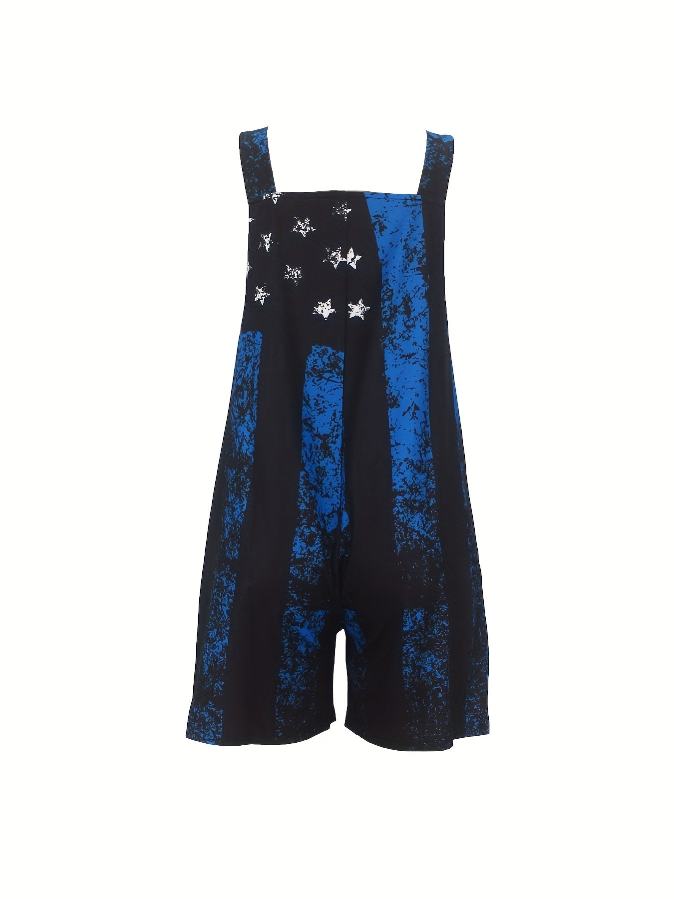 American Flag Print Pocket Overall Jumpsuit