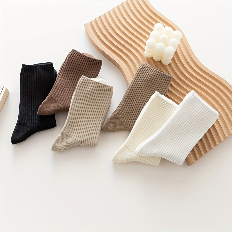 6 Pairs Solid Socks Comfy & Breathable Women's Stockings