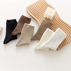 6 Pairs Solid Socks Comfy & Breathable Women's Stockings