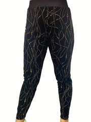  Sporty Leggings Women's Golden Dot Print High Rise Skinny Leggings