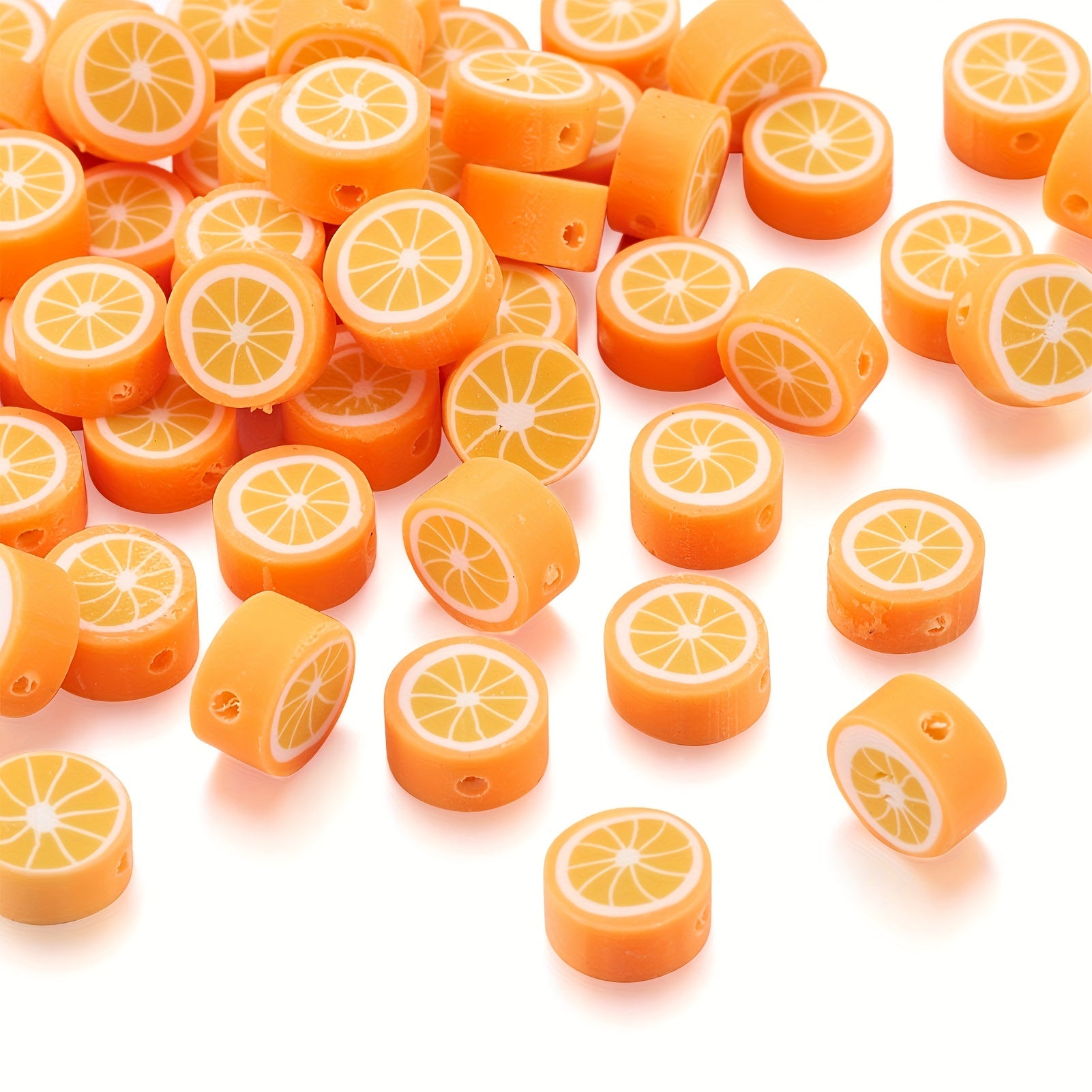 50pcs Orange Polymer Clay Slice Beads DIY Jewelry Accessories